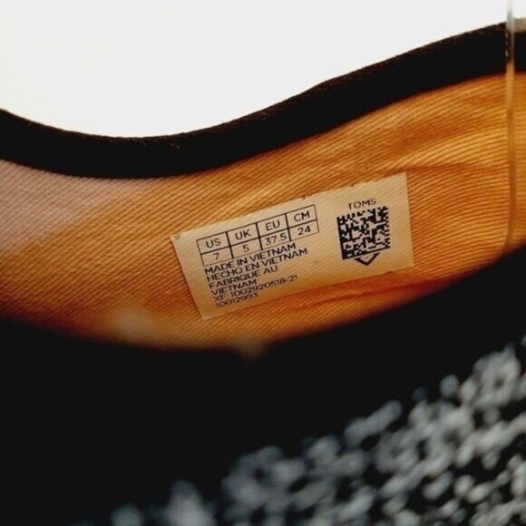 TOMS Paseo Tweed Fabric Lace-up Sneakers B&W Sz 7 - Picture 11 of 12